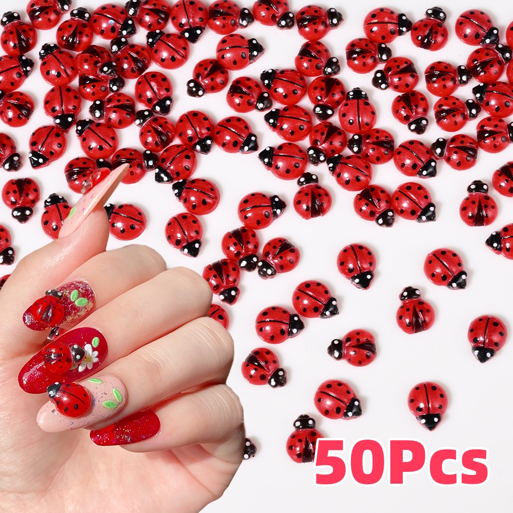 Art Craft Ladybug - Breloques pour ongles coccinelle rouge 3D,