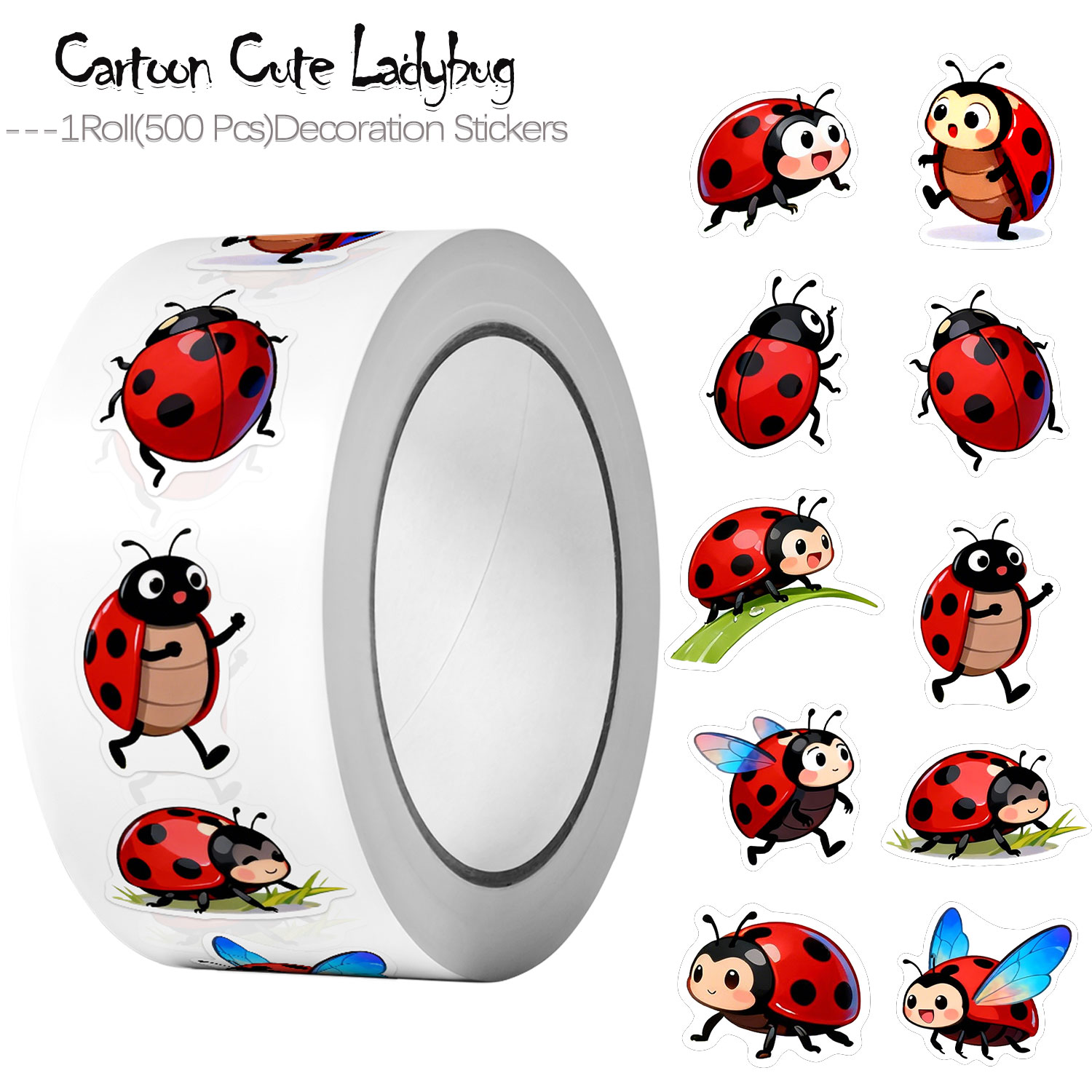 Art Craft Ladybug - Rouleau d'autocollants coccinelles de dessin animé