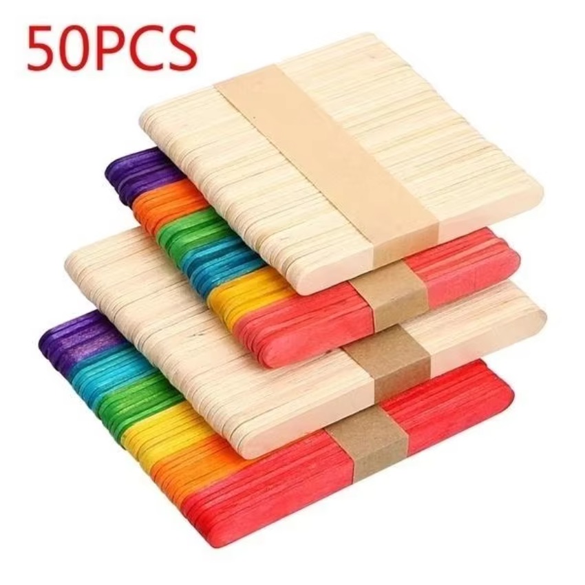Art Craft With Ice Cream Stick - Lot de 50 bâtonnets en bois