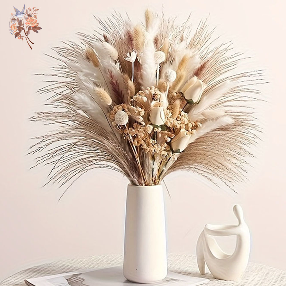 Art Craft Vase - Bouquet de 80 fleurs artificielles séchées