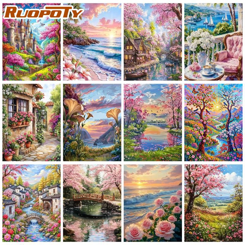 Art Craft Ideas Easy - RUOPOTY Sunset Beach Peinture par numéros