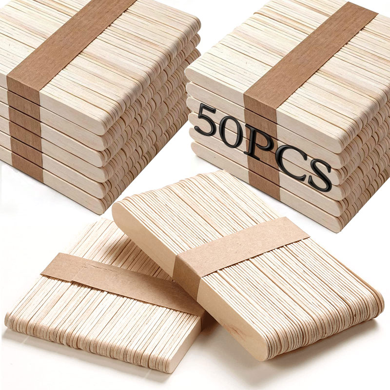 Art Craft With Ice Cream Stick - 50 bâtonnets en bois naturel pour