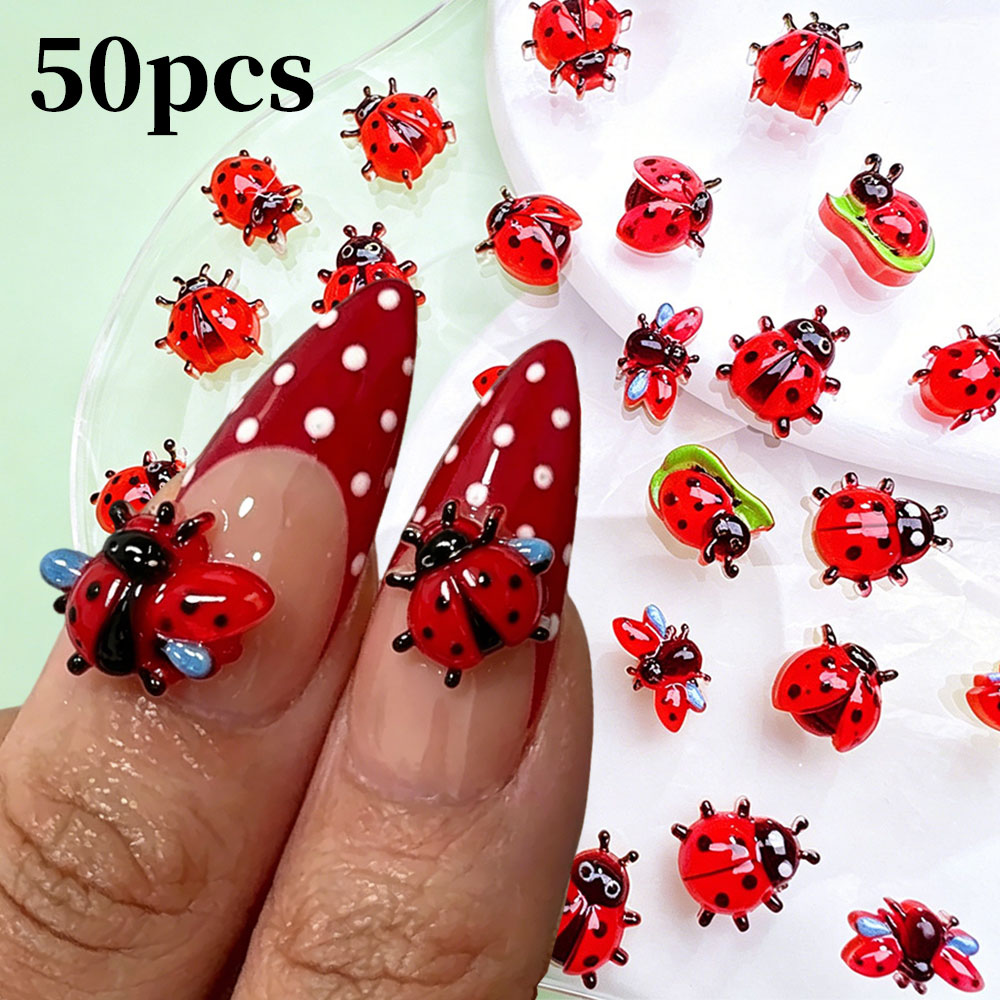 Art Craft Ladybug - 50 pièces de mini-breloques 3D en