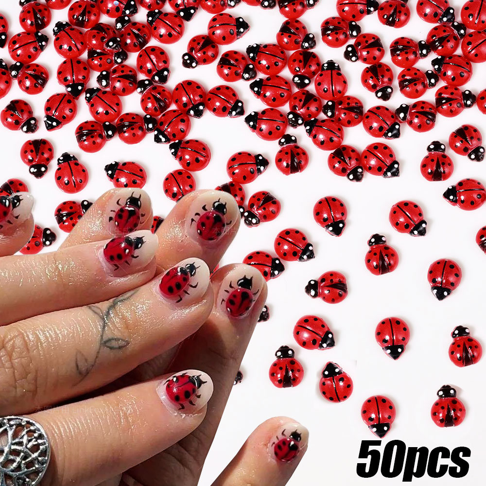 Art Craft Ladybug - Breloques pour ongles coccinelle rouge en