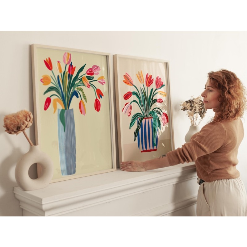 2 tableaux sur toile de fleurs - Art Craft Vase avis et prix